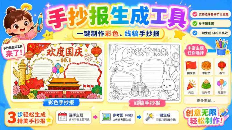 （20265期）手抄报批量生成工具来了，完全免费，告别豆包生图，这个高清无水印-OG资源站