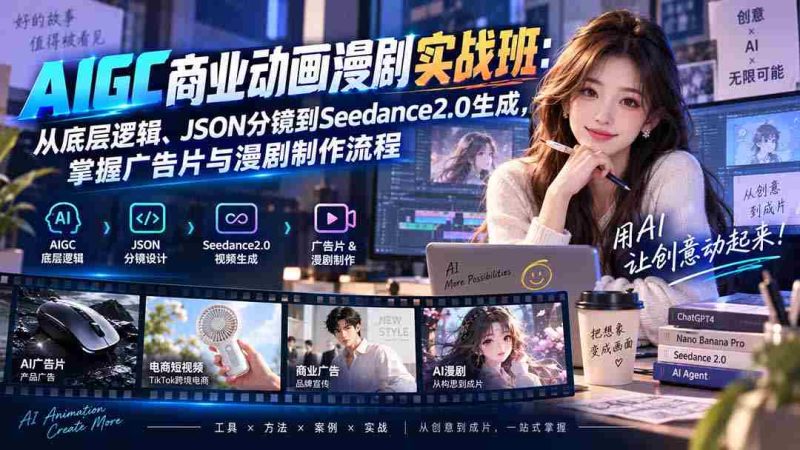 (20268期)AIGC商业动画漫剧实战班-更新:从底层逻辑、JSON分镜到Seedance2.0生成,掌握广告片与漫剧制作流程-OG资源站