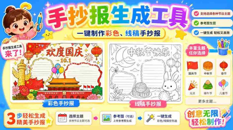 手抄报批量生成工具来了，完全免费，告别豆包生图，高清无水印-OG资源站