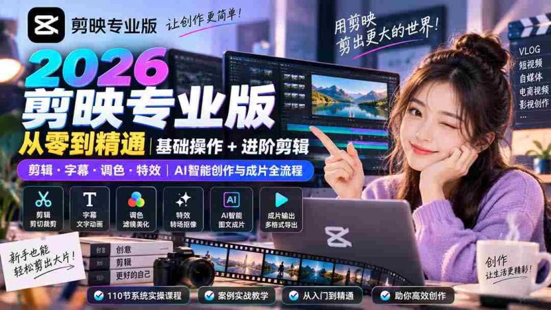 （20276期）2026剪映专业版从零到精通｜基础操作+进阶剪辑｜剪辑·字幕·调色·特效｜AI智能创作与成片全流程-OG资源站