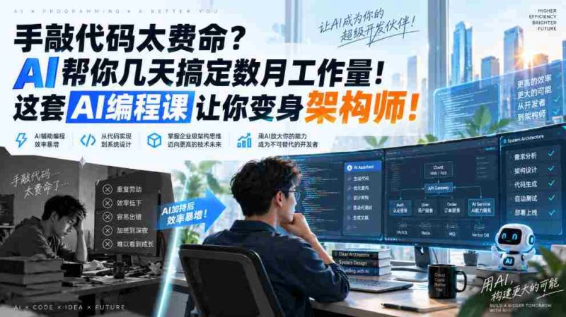 手敲代码太费命？AI帮你几天搞定数月工作量！这套AI编程课让你变身架构师！【原创双语字幕】-OG资源站