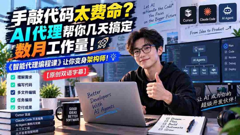 （20286期）手敲代码太费命？AI 代理帮你几天搞定数月工作量！《智能代理编程课》让你变身架构师-OG资源站