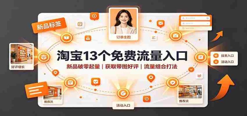 淘宝13个免费流量入口：新品破零起量，获取带图好评，流量组合打法-OG资源站