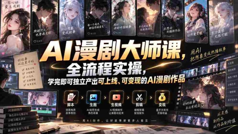 AI漫剧大师课,全流程实操,学完即可独立产出可上线、可变现的AI漫剧作品-OG资源站