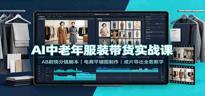 AI中老年服装带货实战课：AB剧情分镜脚本，电商平铺图制作，成片导出全套教学-OG资源站