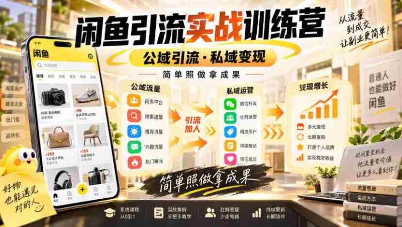 闲鱼引流实战训练营，公域引流·私域变现，简单照做拿成果-OG资源站