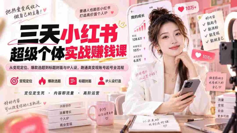 (20331期)三天小红书超级个体实战赚钱课:从变现定位、爆款选题到标题封面与IP人设,跑通高变现账号起号全流程-OG资源站