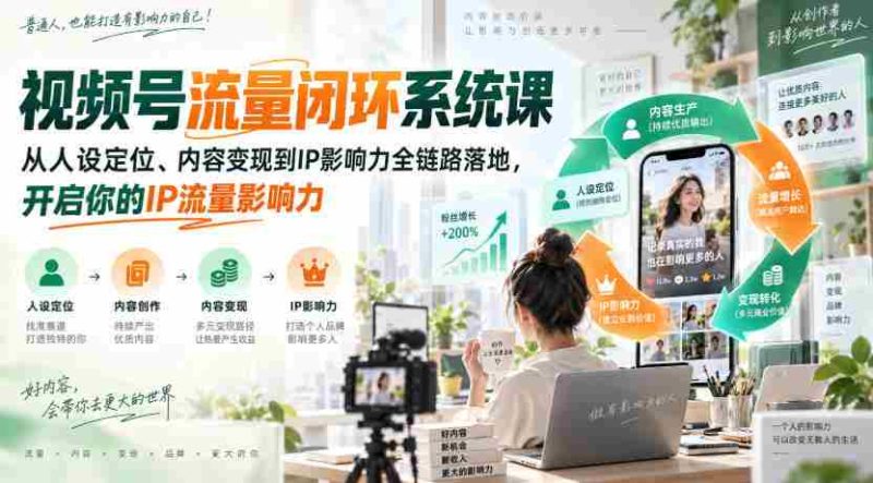 视频号流量闭环系统课,从人设定位、内容变现到IP影响力全链路落地,开启你的IP流量影响力-OG资源站