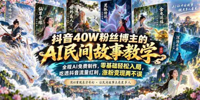 抖音40W粉丝博主的AI民间故事教学，全程AI免费制作，零基础轻松入局，吃透抖音流量红利，涨粉变现两不误-OG资源站