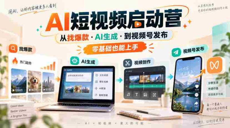 AI短视频启动营，从找爆款·AI生成·到视频号发布，零基础也能上手-OG资源站