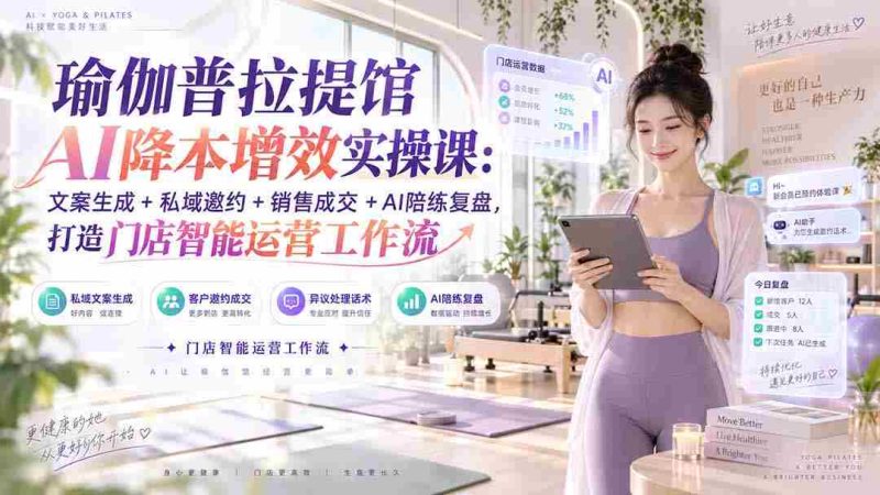 （20340期）瑜伽普拉提馆AI降本增效实操课：文案生成+私域邀约+销售成交+AI陪练复盘，打造门店智能运营工作流-OG资源站