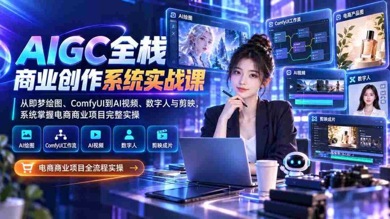 （20342期）AIGC全栈商业创作系统实战课：从即梦绘图、ComfyUI到AI视频、数字人与剪映，系统掌握电商商业项目完整实操-OG资源站