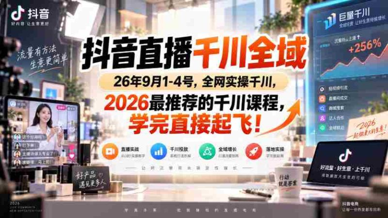 抖音直播千川全域26年9月1-4号，全网实操千川，2026最推荐的千川课程，学完直接起飞！-OG资源站