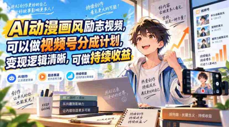 AI动漫画风励志视频，可以做视频号分成计划，变现逻辑清晰，可做持续收益-OG资源站
