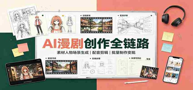 AI漫剧创作全链路：素材人物场景生成，配音剪辑，批量制作变现-OG资源站
