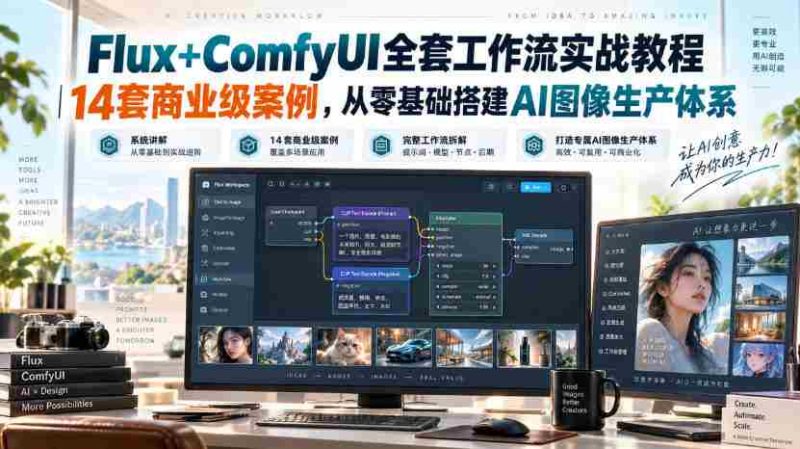Flux+ComfyUI全套工作流实战教程｜14套商业级案例，从零基础搭建AI图像生产体系-OG资源站
