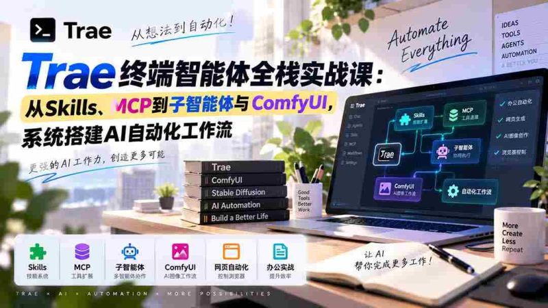 Trae终端智能体全栈实战课：从Skills、MCP到子智能体与ComfyUI，系统搭建AI自动化工作流-OG资源站