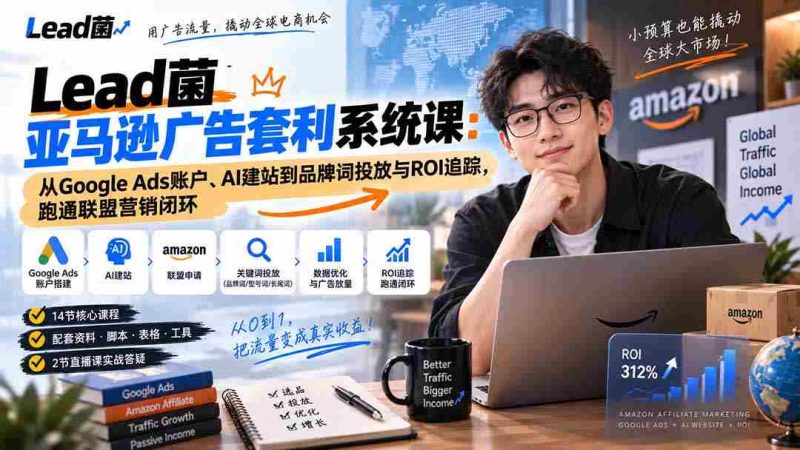 Lead菌亚马逊广告套利系统课：从Google Ads账户、AI建站到品牌词投放与ROI追踪，跑通联盟营销闭环-OG资源站