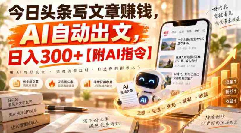 今日头条写文章賺钱，AI自动出文，日入300+【附AI指令】-OG资源站