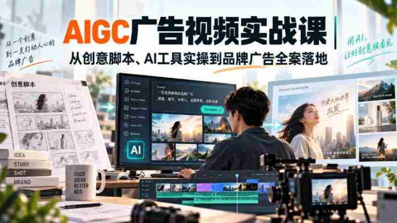 AIGC广告视频实战课｜从创意脚本、AI工具实操到品牌广告全案落地-OG资源站