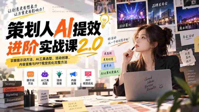 策划人AI提效进阶实战课2.0：掌握提示词方法、AI工具选型、活动创意、内容宣推与PPT视觉优化完整方法-OG资源站