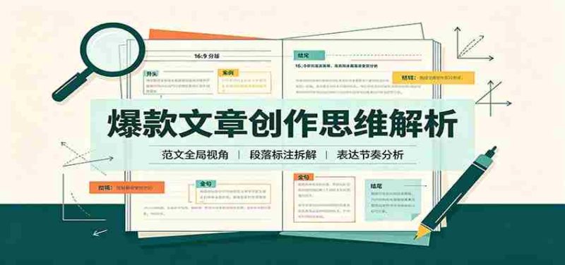 爆款文章创作思维解析：全局视角拆解范文，梳理行文逻辑，搭配真实拆文实操案例-OG资源站