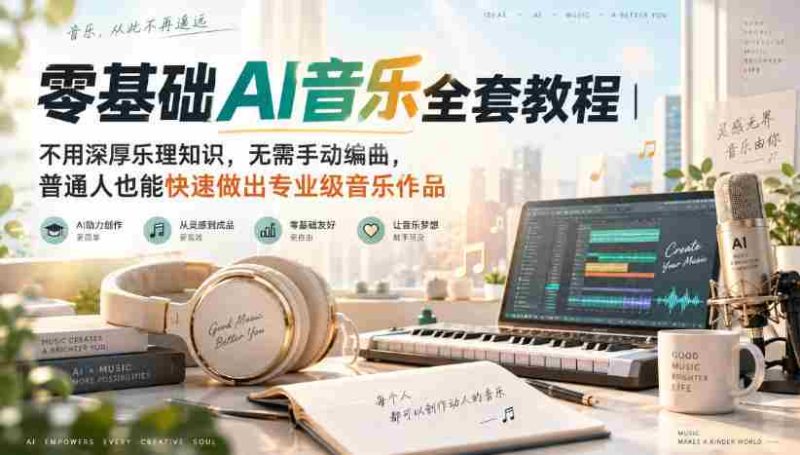 零基础AI音乐全套教程｜不用深厚乐理知识，无需手动编曲，普通人也能快速做出专业级音乐作品-OG资源站