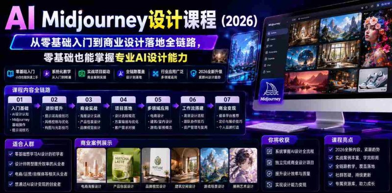 AI Midjourney设计课程（2026），从零基础入门到商业设计落地全链路，零基础也能掌握专业AI设计能力（更新0913）-OG资源站