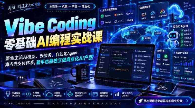 Vibe Coding零基础AI编程实战课-无水印，整合主流AI模型、云服务、自动化Agent、海内外支付体系，新手也能独立做商业化AI产品-OG资源站
