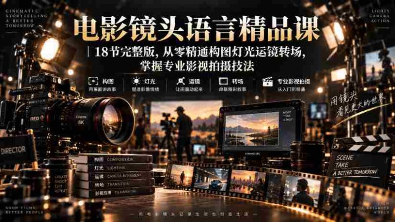 电影镜头语言精品课｜18节完整版，从零精通构图灯光运镜转场，掌握专业影视拍摄技法-OG资源站