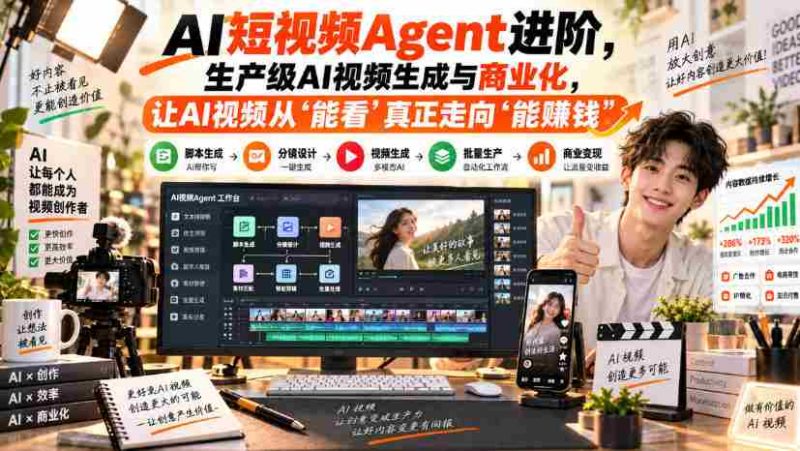 AI短视频Agent进阶,生产级AI视频生成与商业化,让AI视频从”能看”真正走向”能賺钱”-OG资源站