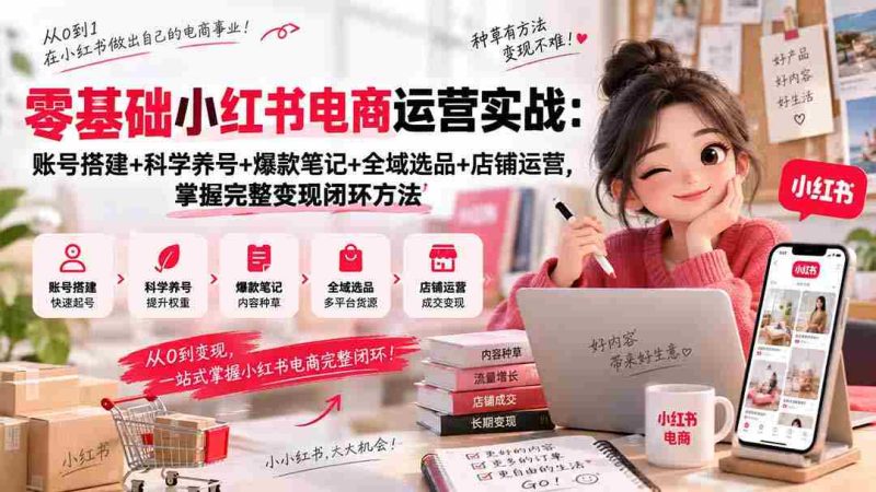 零基础小红书电商运营实战:账号搭建+科学养号+爆款笔记+全域选品+店铺运营,掌握完整变现闭环方法-OG资源站