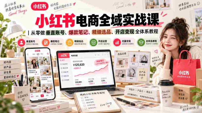 小红书电商全域实战课｜从零做垂直账号、爆款笔记、精细选品、开店变现全体系教程-OG资源站