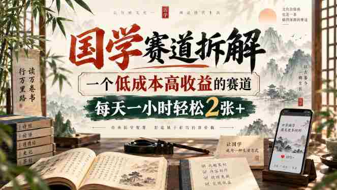 国学赛道拆解，一个低成本高收益的赛道，每天一小时轻松2张+-OG资源站