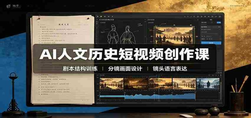 AI人文历史短视频创作课：赛道对标、剧本分镜制图，掌握视频完整产出流程-OG资源站