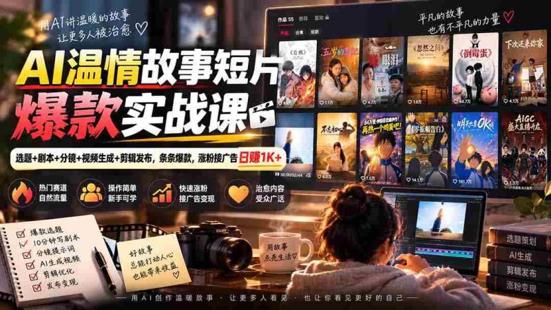 AI温情故事短片爆款实战课-更新｜选题+剧本+分镜+视频生成+剪辑发布，条条爆款，涨粉接广告日赚1K+-OG资源站