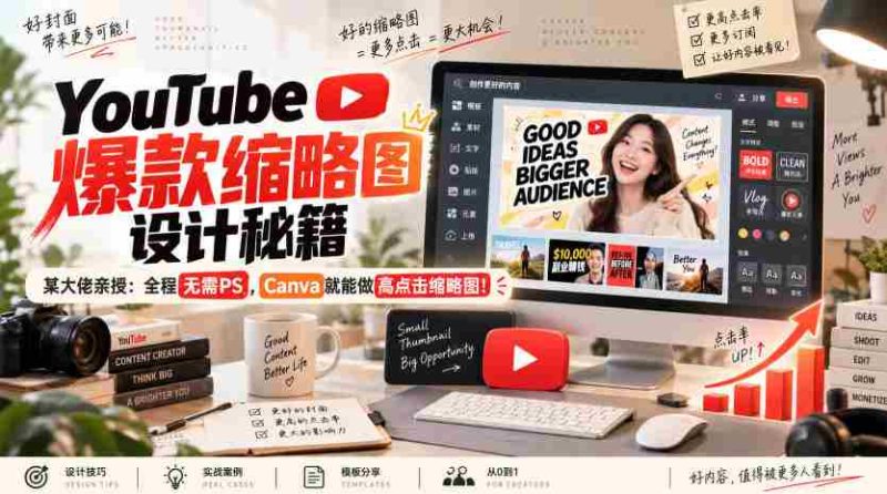 YouTube爆款缩略图设计秘籍，某油管大佬（610万订阅者）亲授，全程无需PS，Canva就能做高点击缩略图！【原创双语字幕】-OG资源站
