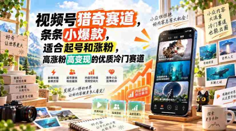 视频号猎奇赛道，条条小爆款，适合起号和涨粉，高涨粉高变现的优质冷门赛道-OG资源站