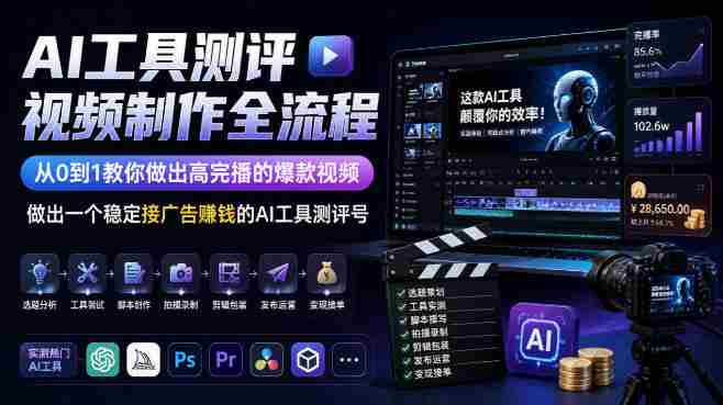 从零开始打造爆款AI测评视频，掌握全流程，轻松实现高完播率，开启广告收益之旅-OG资源站