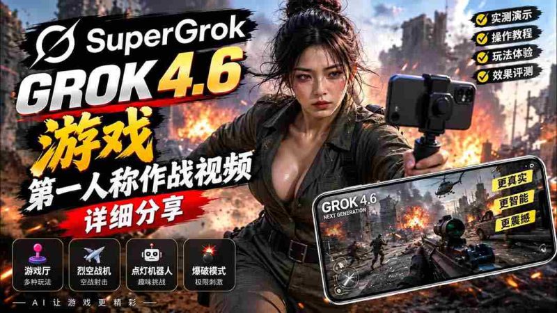 Grok 4.6 也能做游戏？第一人称作战视频实测｜玩法详细讲解-OG资源站