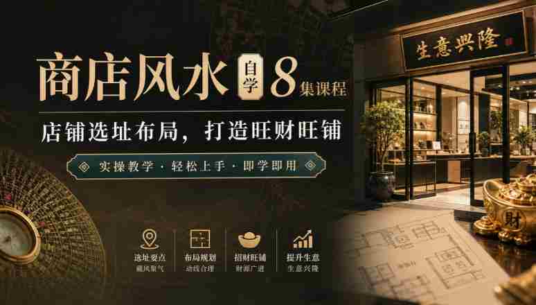 店铺风水布局全攻略：8节自学课程，教你选址秘籍，打造财富磁场实操教学-OG资源站