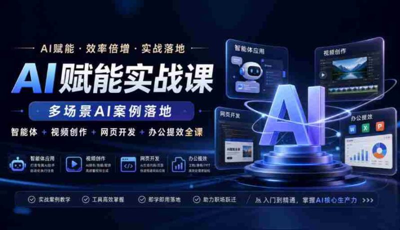 AI赋能实战课，多场景AI案例落地，智能体+视频创作+网页开发+办公提效全课-OG资源站