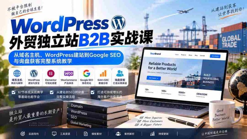 深度解析WordPress外贸B2B独立站全流程：涵盖域名注册、网站搭建、谷歌SEO优化及客户询盘获取策略教学-OG资源站