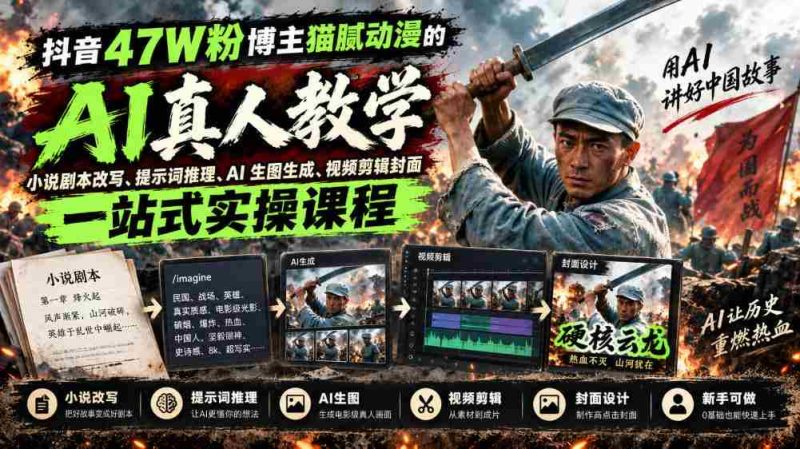 揭秘抖音47万粉丝达人猫腻动漫：AI真人漫剧制作全攻略，从剧本改写到视频剪辑，一网打尽！-OG资源站