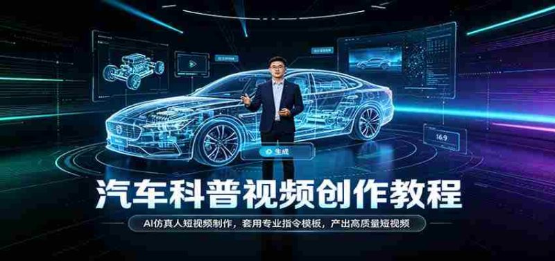 汽车科普视频创作教程：AI仿真人短视频制作，套用专业指令模板，产出高质量短视频-OG资源站
