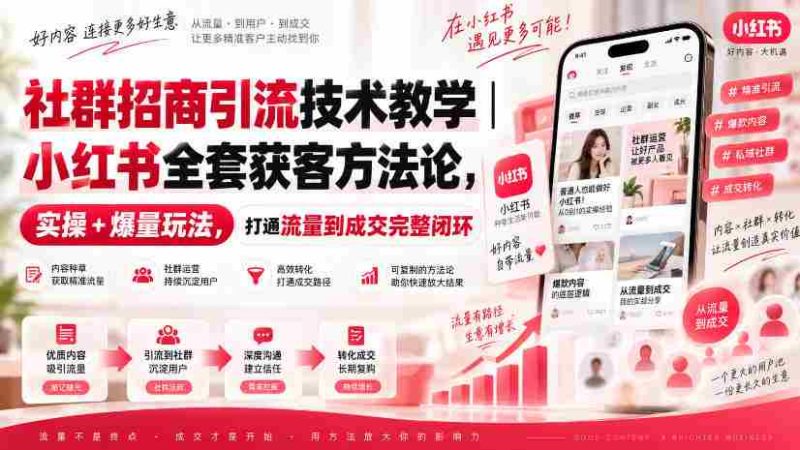 揭秘小红书社群招商秘诀：全方位引流技巧，实操攻略助力高效获客，构建流量至成交的完美闭环-OG资源站