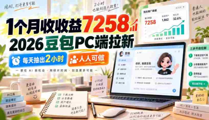 30天赚得7258元收益，2026年豆包平台电脑端招募新用户，仅需每日投入2小时，轻松参与赚钱机会-OG资源站