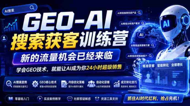 AI助力GEO搜索培训营盛大启航，流量红利等你来抓！掌握GEO技能，AI助你变身全天候销售达人（更新至09月19日）-OG资源站