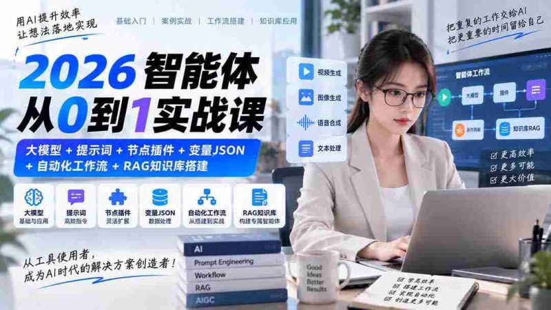 2026智能体构建全攻略：深度解析大模型、提示词、节点插件、变量JSON、自动化工作流与RAG知识库构建技巧-OG资源站