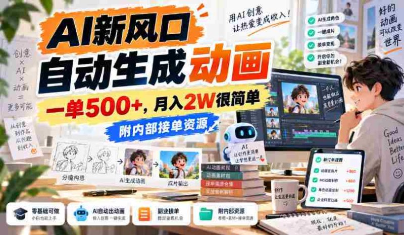 探索AI动画生成前沿，单笔收益过五千，月薪两万不再是梦，独家接单渠道大揭秘！-OG资源站